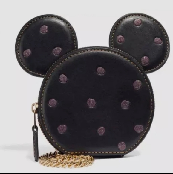 Coach "LE" Minnie Mouse Coin Purse with Gold chain - Picture 1 of 8